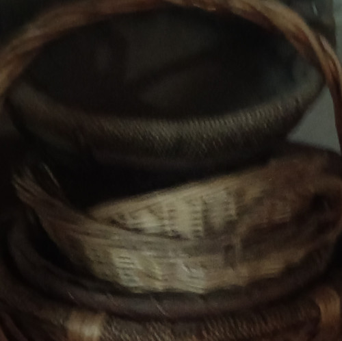 Set brown round wicker - of,