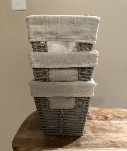 Gray rectangular woven wicker - woven,