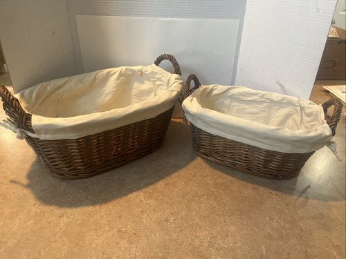 Wicker and cloth baskets - cloth,