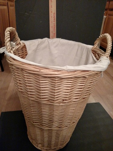 Tall round wicker basket - round, liner