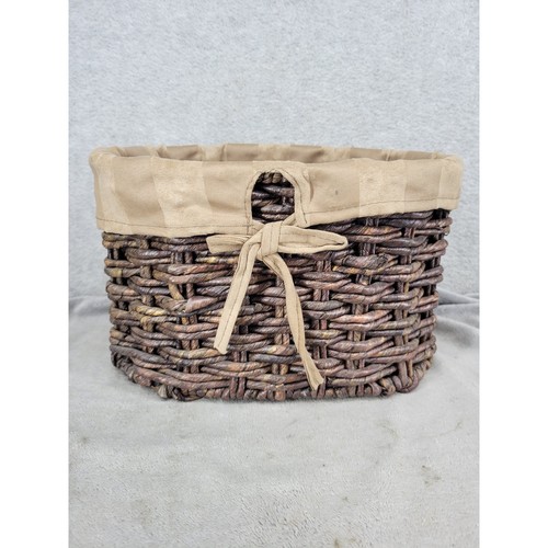 Dark brown woven wicker basket - dark,